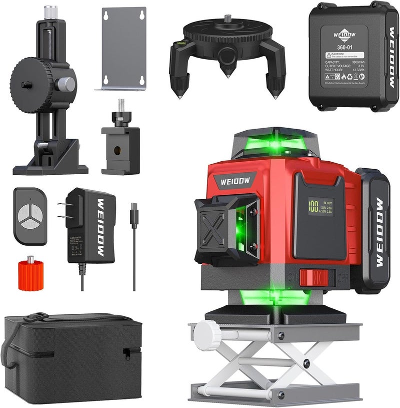 WEIDDW laser level Self Leveling 16 Lines 4×360° for Picture Hanging and Construction, High-capacity Lithium Battery（Safety Class ll, <1mW power output.） - Image 1